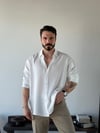 Edoras Yarı Oversize Desenli Beyaz Gömlek