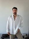 Edoras Yarı Oversize Desenli Beyaz Gömlek