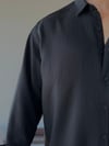 Edoras Yarı Oversize Desenli Siyah Gömlek