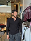 Falk Siyah Henley Yaka Tişört
