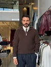 Felix Kahverengi Fermuarlı Dik Yaka Triko