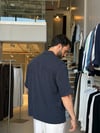 Jos Navy Blue Lyocell Gömlek