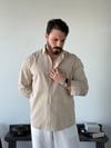 Lorenti Linen Karışımlı Bej Gömlek