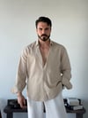 Lorenti Linen Karışımlı Bej Gömlek