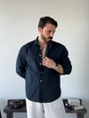 Lorenti Linen Karışımlı Lacivert Gömlek