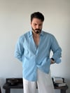 Lorenti Linen Karışımlı Mavi Gömlek
