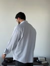 Lorien Oversize Çizgili Beyaz Keten Gömlek