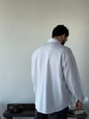 Lorien Oversize Çizgili Beyaz Keten Gömlek