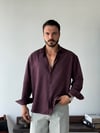Maine Çizgili Bordo Gömlek