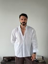 Ohio Yarı Oversize %100 Pamuk Beyaz Gömlek