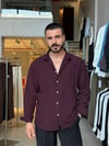 Ohio Yarı Oversize %100 Pamuk Bordo Gömlek