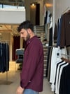 Ohio Yarı Oversize %100 Pamuk Bordo Gömlek