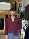 Ohio Yarı Oversize %100 Pamuk Bordo Gömlek