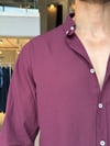 Ohio Yarı Oversize %100 Pamuk Bordo Gömlek