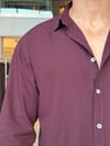 Ohio Yarı Oversize %100 Pamuk Bordo Gömlek