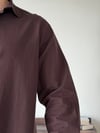 Ohio Yarı Oversize %100 Pamuk Kahve Gömlek