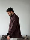 Ohio Yarı Oversize %100 Pamuk Kahve Gömlek