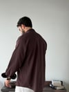 Ohio Yarı Oversize %100 Pamuk Kahve Gömlek