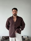 Ohio Yarı Oversize %100 Pamuk Kahve Gömlek
