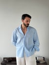 Ohio Yarı Oversize %100 Pamuk Mavi Gömlek