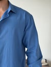 Ohio Yarı Oversize %100 Pamuk Saks Gömlek