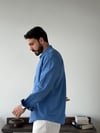 Ohio Yarı Oversize %100 Pamuk Saks Gömlek