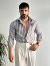 Palmilla Kalın Çizgili Gri Gömlek