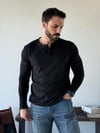 Ravon Düğmeli Siyah Triko