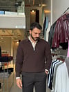 Skonder Kahverengi Fermuarlı Polo Yaka Triko
