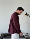 Soprano Oversize Çizgili Bordo Gömlek