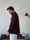 Soprano Oversize Çizgili Bordo Gömlek