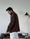 Soprano Oversize Çizgili Kahve Gömlek