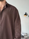 Soprano Oversize Çizgili Kahve Gömlek