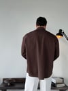 Soprano Oversize Çizgili Kahve Gömlek