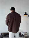 Soprano Oversize Çizgili Kahve Gömlek