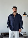 Soprano Oversize Çizgili Lacivert Gömlek