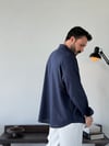 Soprano Oversize Çizgili Lacivert Gömlek