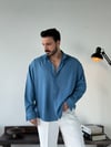 Soprano Oversize Çizgili Mavi Gömlek