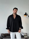 Soprano Oversize Çizgili Siyah Gömlek