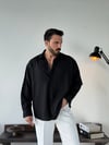 Soprano Oversize Çizgili Siyah Gömlek