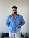 Tiero Oversize Çizgili Mavi Gömlek