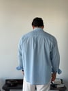 Valeria Oversize Mavi Keten Gömlek