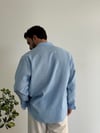 Victor İnce Çizgili Mavi Gömlek