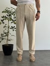 Vitinia Dark Bej Keten Pantolon