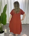 Alina Müslin Kumaş Elbise Kiremit