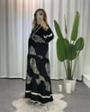 Bahar Desenli Viskon Elbise Siyah