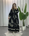 Bahar Desenli Viskon Elbise Siyah