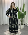 Bahar Desenli Viskon Elbise Siyah