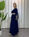 Başak Nakışlı Elbise Lacivert