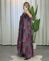 Batik Desenli Elbise Bordo
